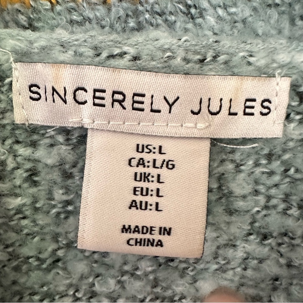 SOLD Sincerely Jules Large Boho Oversized Sweater Cropped Bright Patchwork Inspi - Picture 2 of 10